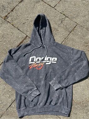 Dodge Racing Lime Green Charger Muscle Car Mineral Wash Hoodie Size M